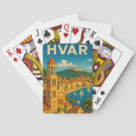 Baralho Retro Hvar Croácia Costa do Adriático Viagem