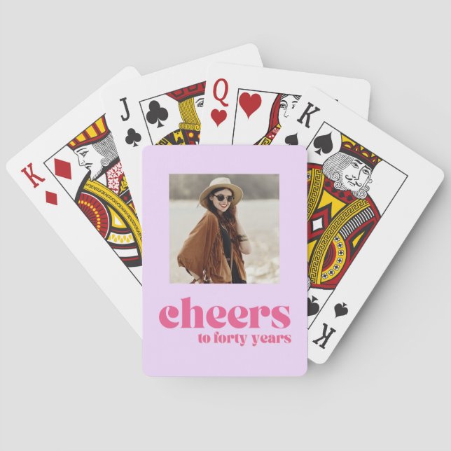 Baralho Retro Purple & Pink, aniversário de 40 anos (Verso)