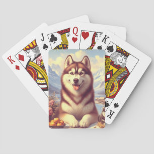 Baralho Retro Siberian Husky Pintura