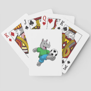 Baralho Rhino como jogador de futebol com futebol
