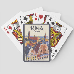 Baralho Riga Letônia Ilustração Viagem Arte Vintage