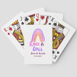Baralho Rock & roll wedding add couple name retro rainbow 