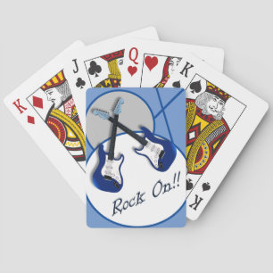 Baralho Rock Sobre Cartões De Jogar Violão Azul Duplo
