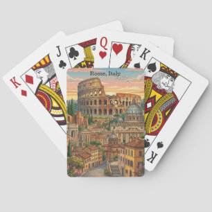 Baralho Roma Colorida Itália Coliseu Arte de Viagem Vintag