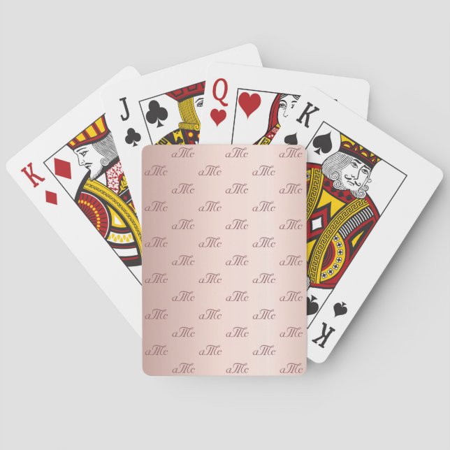 Baralho Rosa monograma casal iniciais casamento (Verso)