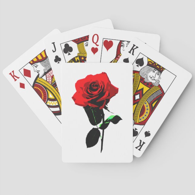 Baralho Rosa vermelha bonita do vintage (Verso)
