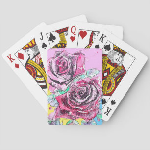 Baralho Rosa Vermelha Rosas Aquarela Floral Flores Flor