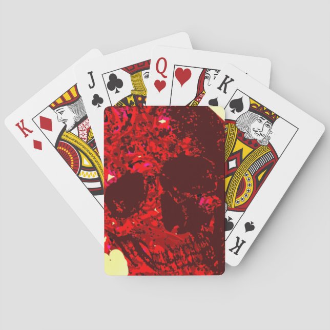 Baralho Rosa vermelha sanguínea Caveira entalada - (Verso)