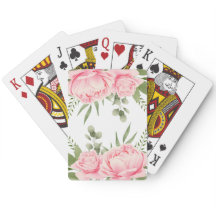 Rosas cor-de-rosa cartas de jogar de flores trendy