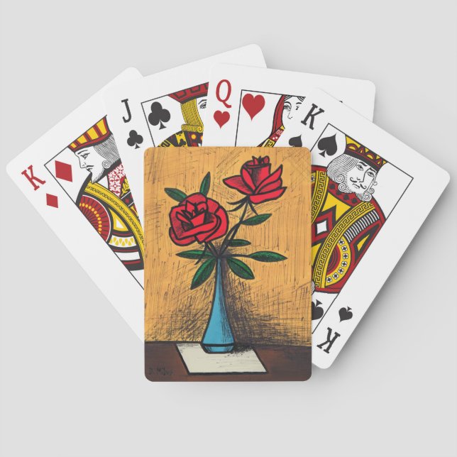 Baralho Rosas vermelhas de meio século em Vaso Azul (Verso)
