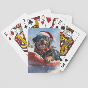 Baralho Rottweiler Cachorro com Lama Deixe nevar Natal