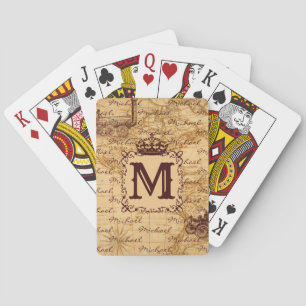 Baralho Royal Crown Vintage Name Pattern Beige