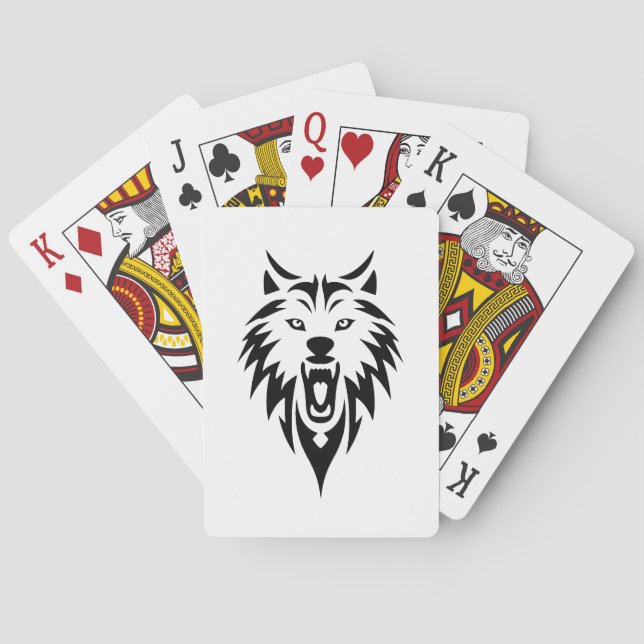 Baralho Rugido tribal de lobo  (Verso)