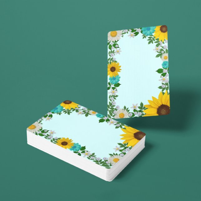 Baralho Rustic Sunflower Daisy Teal Floral (Criador carregado)