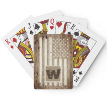 Rustic Wood USA Flag Monograma