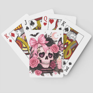 Baralho Saca de Halloween Coquette Caveira Gótica com Laço