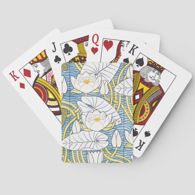 Baralho Sage Green Art Nouveau Water Lily Pattern (Verso)