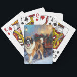 Baralho Santo Bernard Christmas Fesason Season<br><div class="desc">Prepare-se para celebrar o feriado com o nosso charmoso Design cênico de Natal do Cão! Este delicioso produto apresenta adoráveis companheiros caninos rodando em meio a uma terra maravilhosa do inverno, adornada com luzes cintilantes, holly, e ornamentos festivos. Seu coração derreterá enquanto você testemunha cachorros vestidos com chapéus de Papai...</div>