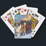 Baralho Santo Bernard Christmas Fesason Season<br><div class="desc">Prepare-se para celebrar o feriado com o nosso charmoso Design cênico de Natal do Cão! Este delicioso produto apresenta adoráveis companheiros caninos rodando em meio a uma terra maravilhosa do inverno, adornada com luzes cintilantes, holly, e ornamentos festivos. Seu coração derreterá enquanto você testemunha cachorros vestidos com chapéus de Papai...</div>