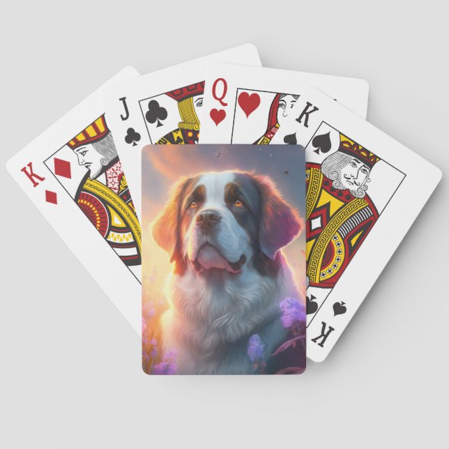 Baralho Santo Bernard Dog Animal Retrato Pintura Pet Art (Verso)