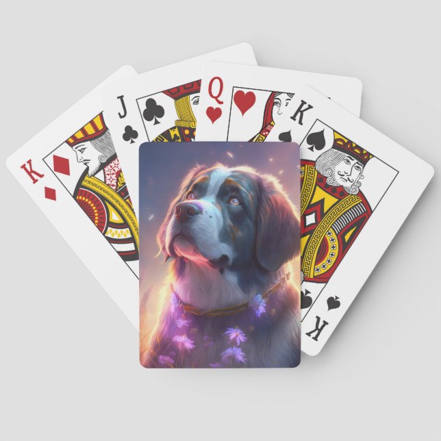 Baralho Santo Bernard Dog Animal Retrato Pintura Pet Art (Verso)