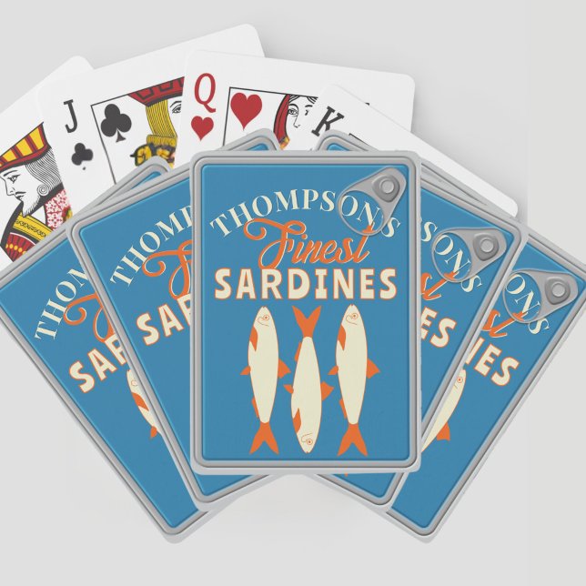 Baralho Sardines Tinned Fish Custom Poker Deck of Cards  (Fun personalized Sardines Tinned Fish Deck of Playing Cards. )
