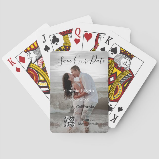 Baralho Save the date simple minimal QR scan code details  (Verso)