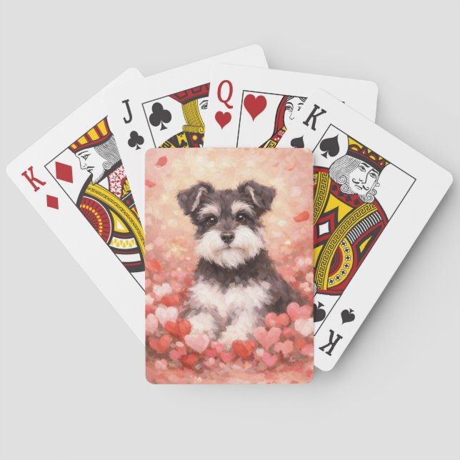 Baralho Schnauzer do Dia dos Namorados com Corações (Verso)