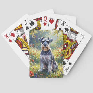 Baralho Schnauzer em Prado de Flores Silvestres
