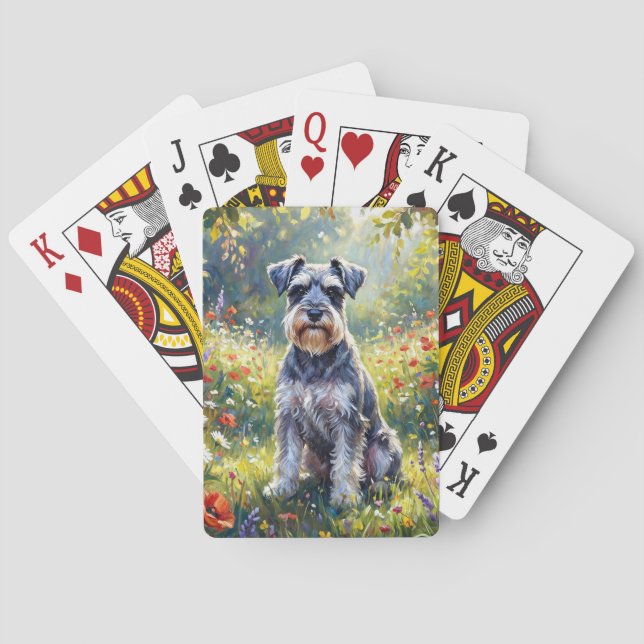 Baralho Schnauzer em Prado de Flores Silvestres (Verso)
