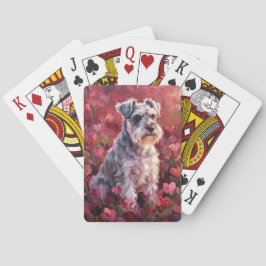 Baralho Schnauzer Flores Silvestres em Forma de Coração