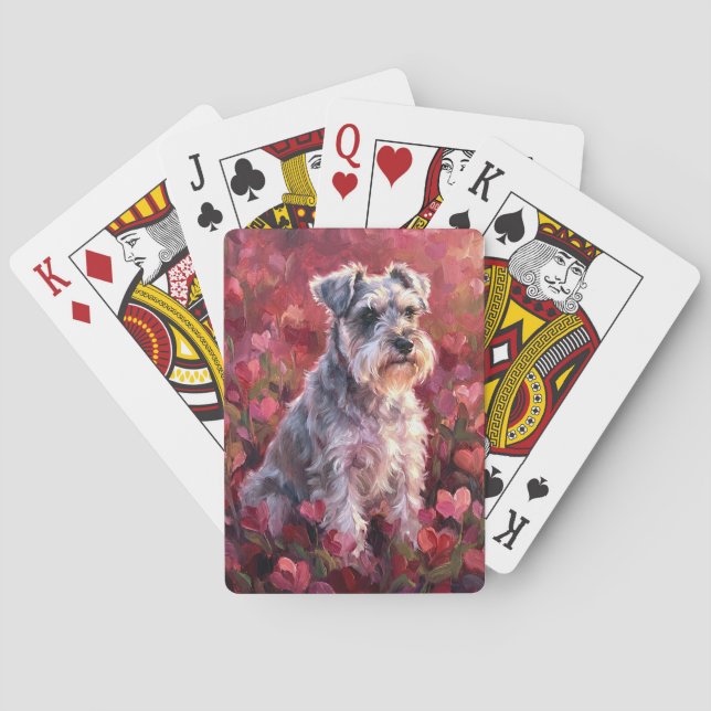 Baralho Schnauzer Flores Silvestres em Forma de Coração (Verso)