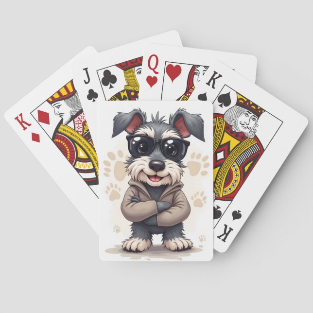 Baralho Schnauzer Kawaii Engraçado Cachorro (Verso)