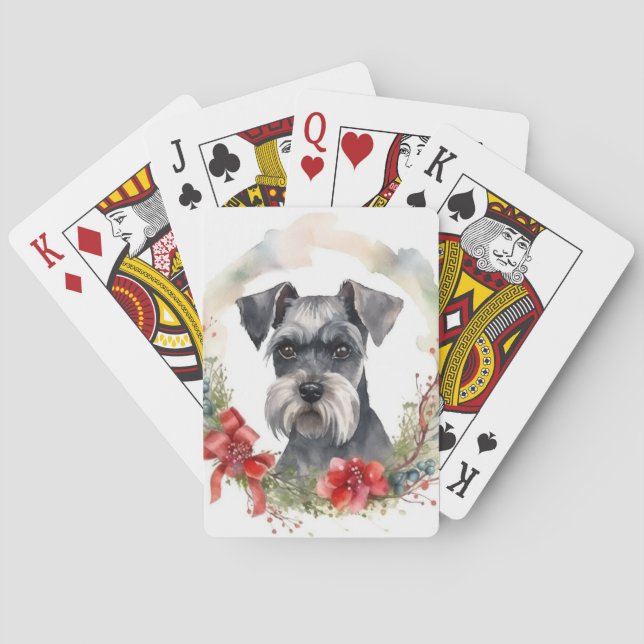 Baralho Schnauzer Wreath Festivo Pup (Verso)