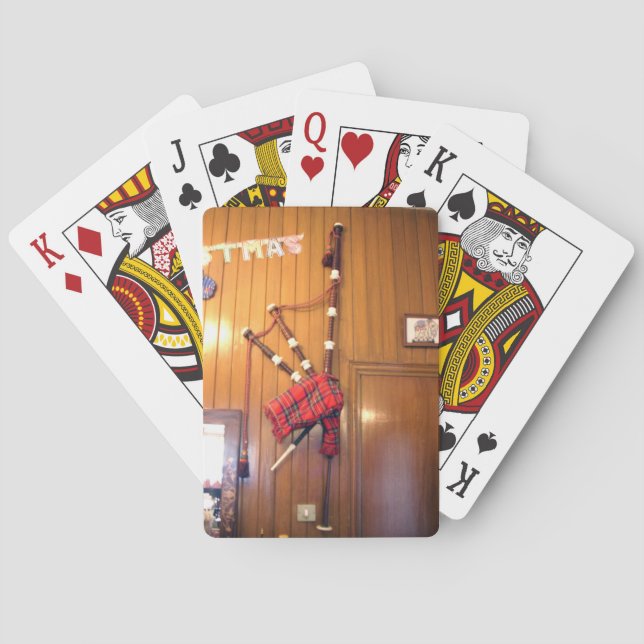 Baralho Scotland Bagpipe Tartan Xadrez Instrumento Musical (Verso)
