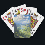 Baralho Scottish Highlands Scotland Viagem Art Vintage<br><div class="desc">Scottish Highlands num estilo de arte vetorial. As Terras Altas Escocesas são uma região montanhosa que abrange o noroeste da Escócia.</div>