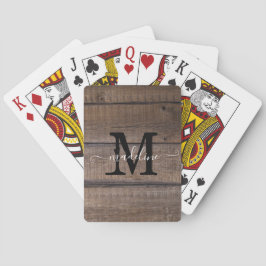Baralho Script de Monograma Marrom Rústico Personalizado