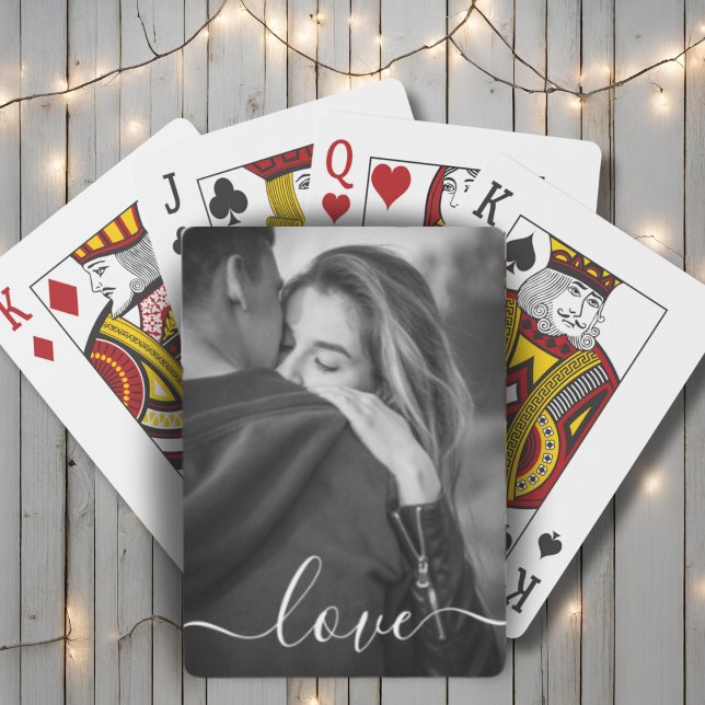 Baralho Script Personalizado De Amor De Foto E Texto (Custom Photo And Text Love Script Personalized Playing Cards)