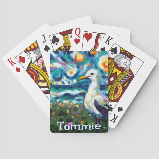 Baralho Seagull Van Gogh Style Beach Personalizado (Verso)