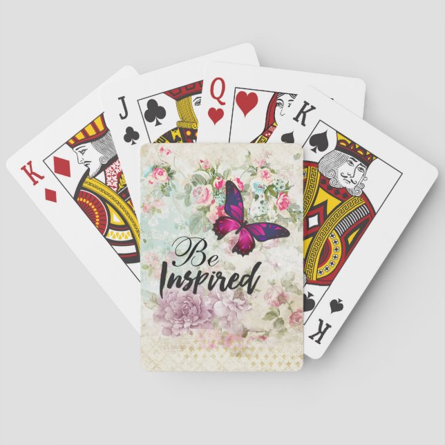 Baralho Seja inspirado, entre aspas e colagem de borboleta (Verso)