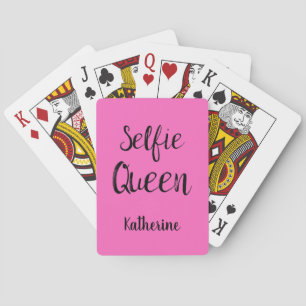 Baralho Selfie Queen Name Personalized Fuchsia Hot Pink