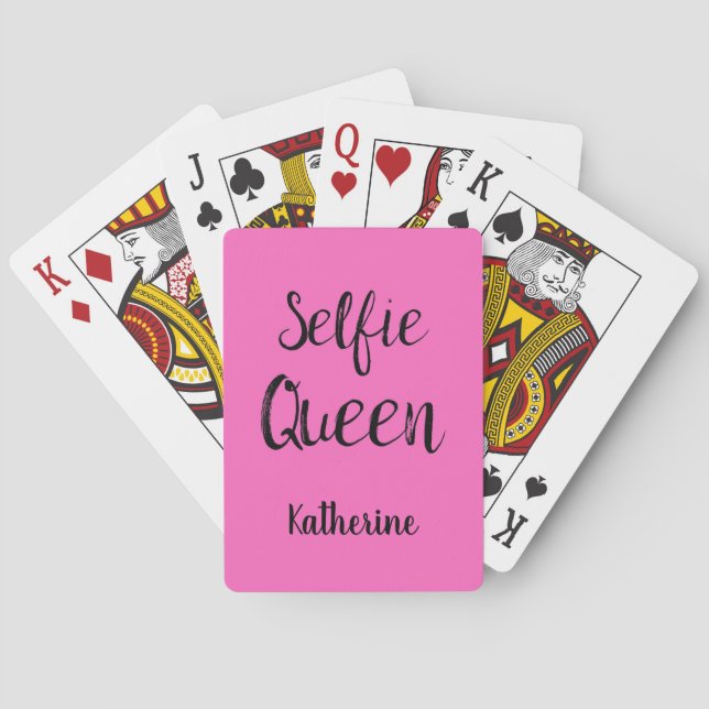 Baralho Selfie Queen Name Personalized Fuchsia Hot Pink (Verso)