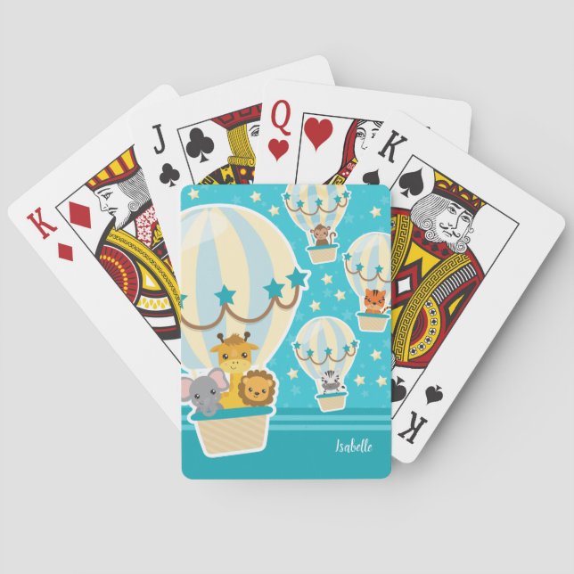 Baralho Selva-branca voando em balões de ar quente (Verso)