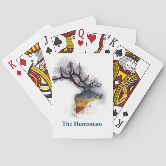 Baralho Selvagem Personalizada Deer Buck Watercolor (Verso)