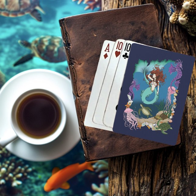 Baralho Sereia Mística Fantasia Oceânica Vida Marinha Azul (Criador carregado)