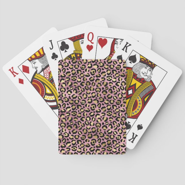 Baralho Série de Design Leopardo Rosa e Dourado 15 (Verso)