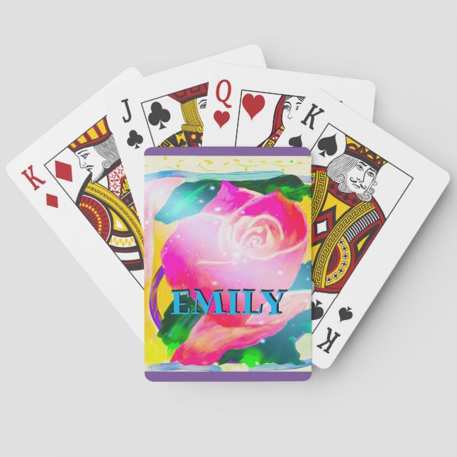 Baralho Seu nome com sombra da gota, feixes da estrela (Verso)