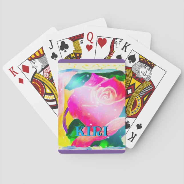 Baralho Seu nome com sombra da gota, feixes da estrela (Verso)