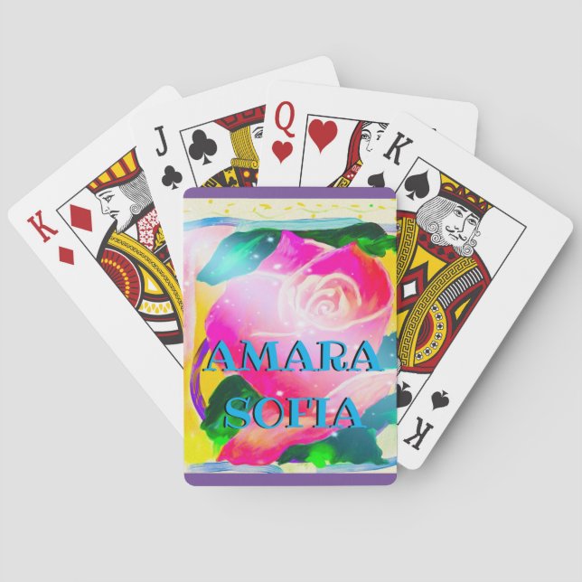 Baralho Seu nome com sombra da gota, feixes da estrela (Verso)