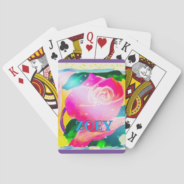 Baralho Seu nome com sombra da gota, feixes da estrela (Verso)